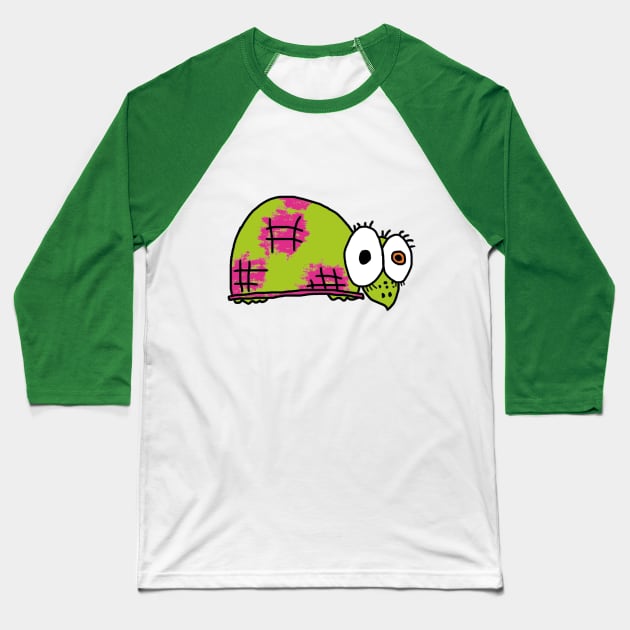 funny green turtle Baseball T-Shirt by MerryDee